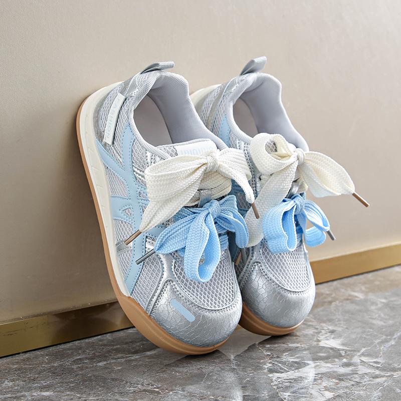 CRLAYDK Fashion Mesh Sneakers for Women Casual Sneakers Ladies Double Lace Up Sports Sweet Walking Breathable Student Tennis