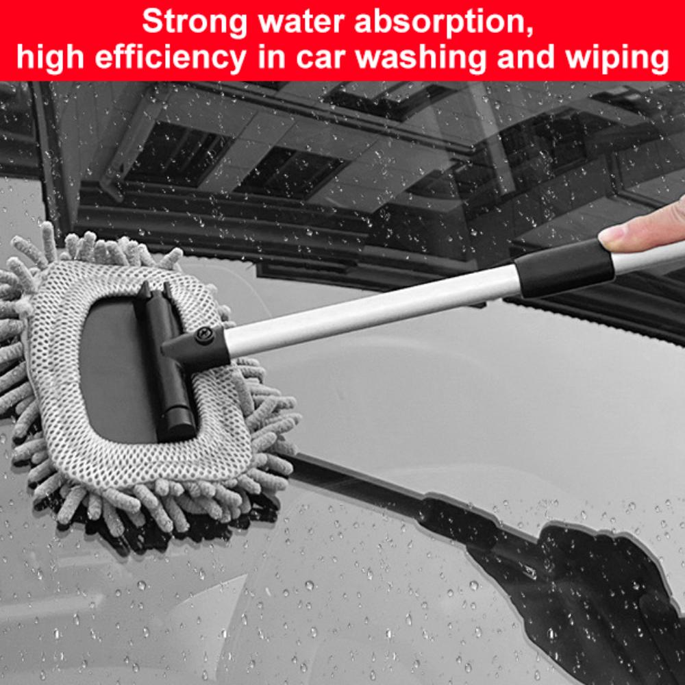 Car Window Cleaner Brush Windshield Cleaner Microfiber Protable Cleaning Tool with Handle Interior Exterior Auto Glass Wiper