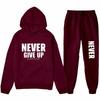 Herren Hoodie mit Buchstabenprint Set - Langarm Rundhals Oberteil Jogginghose Fleecegefüttert Lässiges Outfit Herbst
