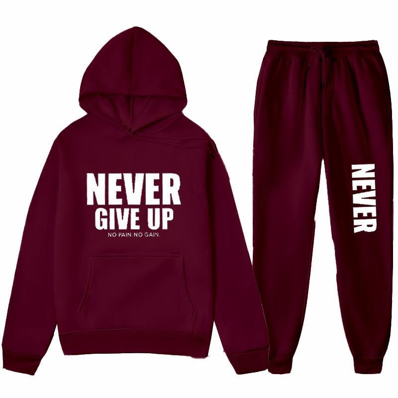 Herren Hoodie mit Buchstabenprint Set - Langarm Rundhals Oberteil Jogginghose Fleecegefüttert Lässiges Outfit Herbst