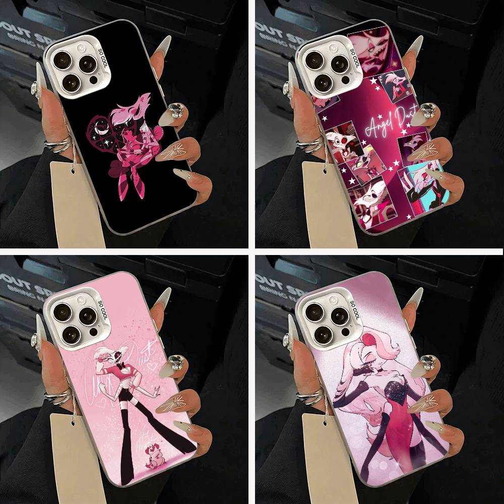 A-Angel Dust H-Hazbin H-Hotel Phone Case For iPhone 11 12 13 14 15 16Pro Max Plus White Sliver Phone Cover