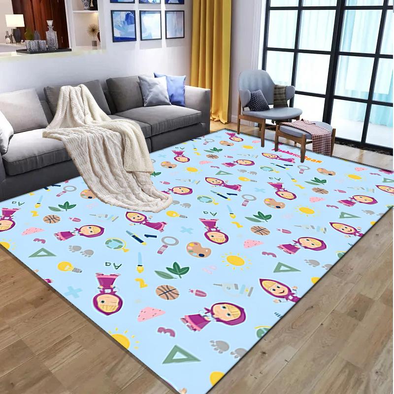 Masha and The Bear Pattern Rug, Indoor/Outdoor Mat, for Picnic, Gameroom, Bedroom, Office, Living Room, Home Decor Carpet, Birthday Gift