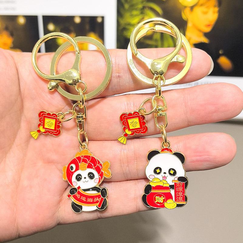 New Year's Chengdu Panda Phone Keychain Earphones USB Y2k Fashion Toys Anime Cartoon Drive Red Keychain Panda Souvenir