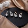 Fashion Cross Stud Earrings For Women Girls Korean Style Elegant Crystal Jewelry Ear Rings Fishtail Lady Earrings Gifts