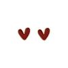 Korean 925 Silver Needle Burgundy Heart Stud Earrings Women's Irregular Small Oil Drop Earrings Ears