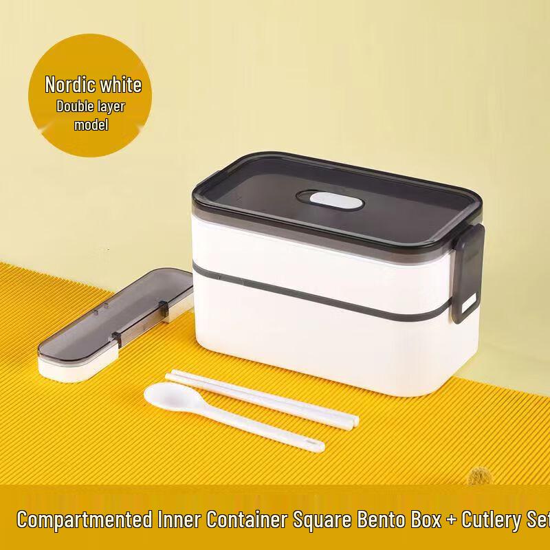 2-Pack Microwaveable Divided Lunch Box Set with Cutlery