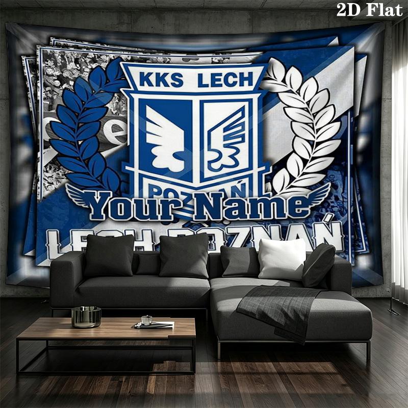 Lech Poznan Wapen Custom Naam Wandkleed Esthetische Muurhanger Bedrukte Stof Deken Decoratieve Wandkleden Voor Slaapkamer Woonkamer Huisdecoratie