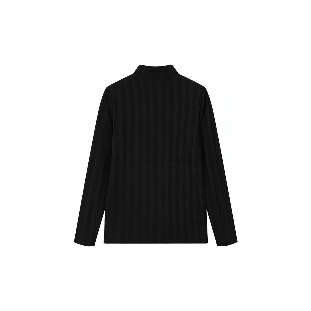 Fila Solid Color Casual Long Sleeve Knit Top Women Tops Black A11W215215F-BK