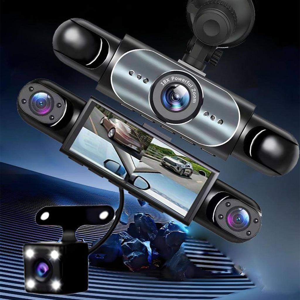 Video Camera for Car 4 Channel Dash Camera 1080P Monitor with 32G Card Rear Reversing Image for Left Right Front Blind Spot