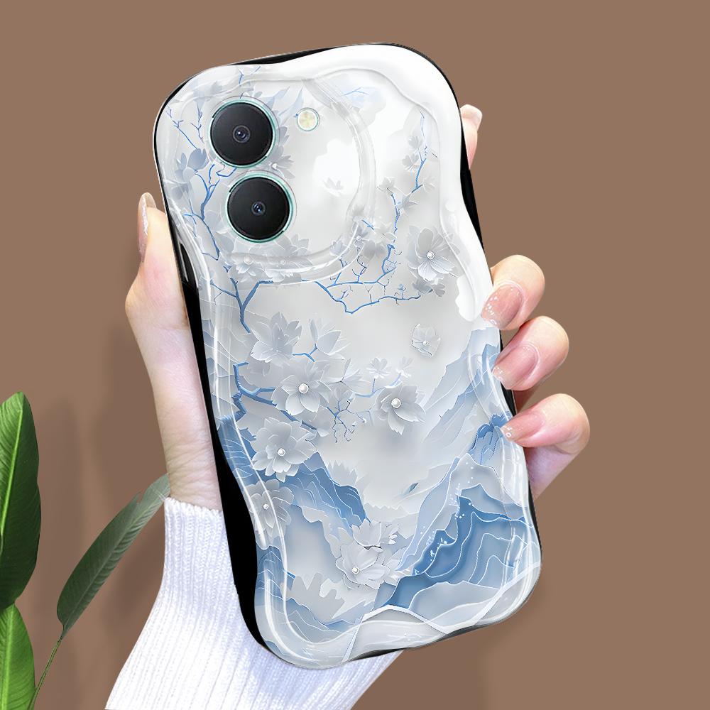 Cute Cartoon Pattern Cream Texture Casing Wavy Edge Soft Silicone Cover Phone Case for Vivo