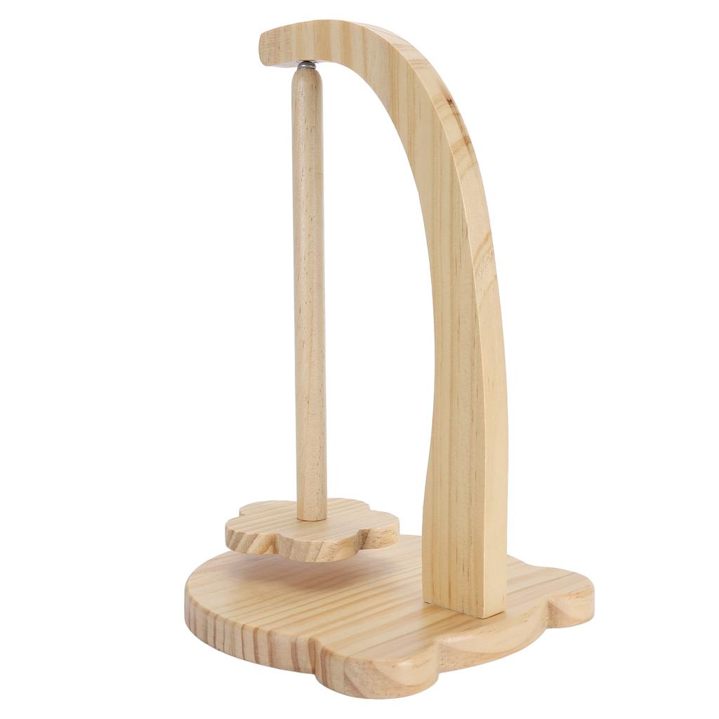 1 Set Yarn Holder Wooden Stable Bear Shaped Base Rotating Yarn Spinner for Crocheting Natural Color