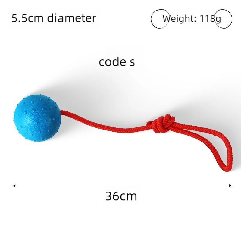 

Неразрушимый мяч для собак, дрессировка домашних животных, игрушка для собак, шарики для щенков, игрушки для жевания домашних животных, твердые резиновые шарики с веревкой, игрушка для домашних животных S синий