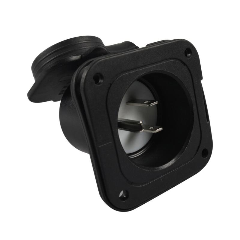 Waterproof Mains Inlet Socket Secure Locking Mechanism Plastic Flush Mount Socket 125V 15A for Motorhomes & Trailers