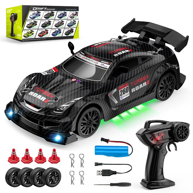 2026 Portable 2.4G Wireless 4-wheel Drive Drift RC Car 1:24 Scale with Cool Lights Stepless Speed Kids Remote Control Vehicle Christmas Birthday Gifts