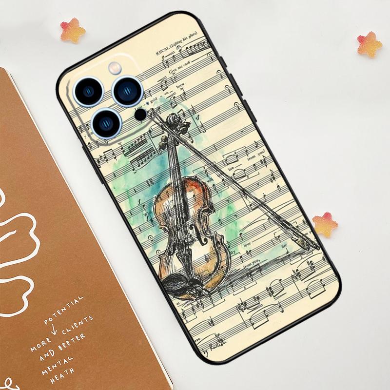 Violin Piano Case For Apple iPhone 12 13 Mini 11 14 15 16 Pro Max Plus X XR XS Max Coque