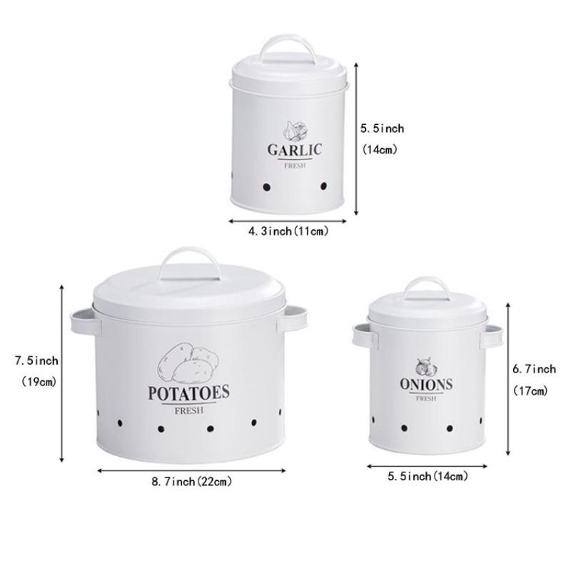 Household Iron Art Vegetable Storage Can Suit Kitchen Potato Ginger and Garlic Fresh Keeping Storage Bucket