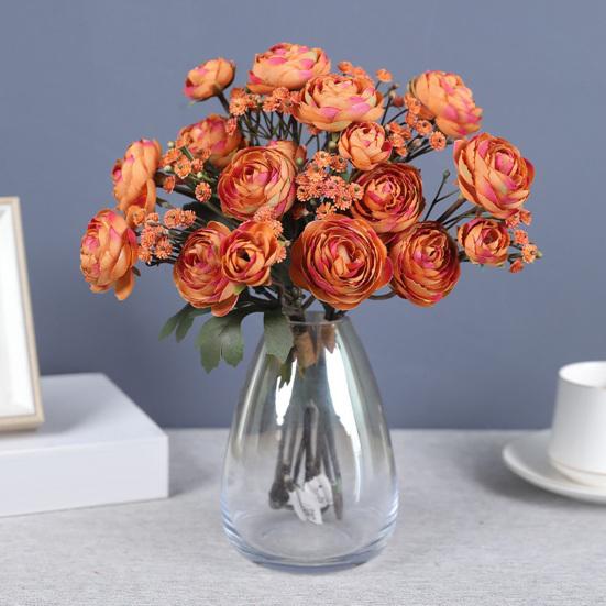 

1 Bunch Artificial Camellia Flower Bouquet Realistic Fake Silk Flower Home Office Wedding Party Table Centerpiece Faux Bloom Decoration