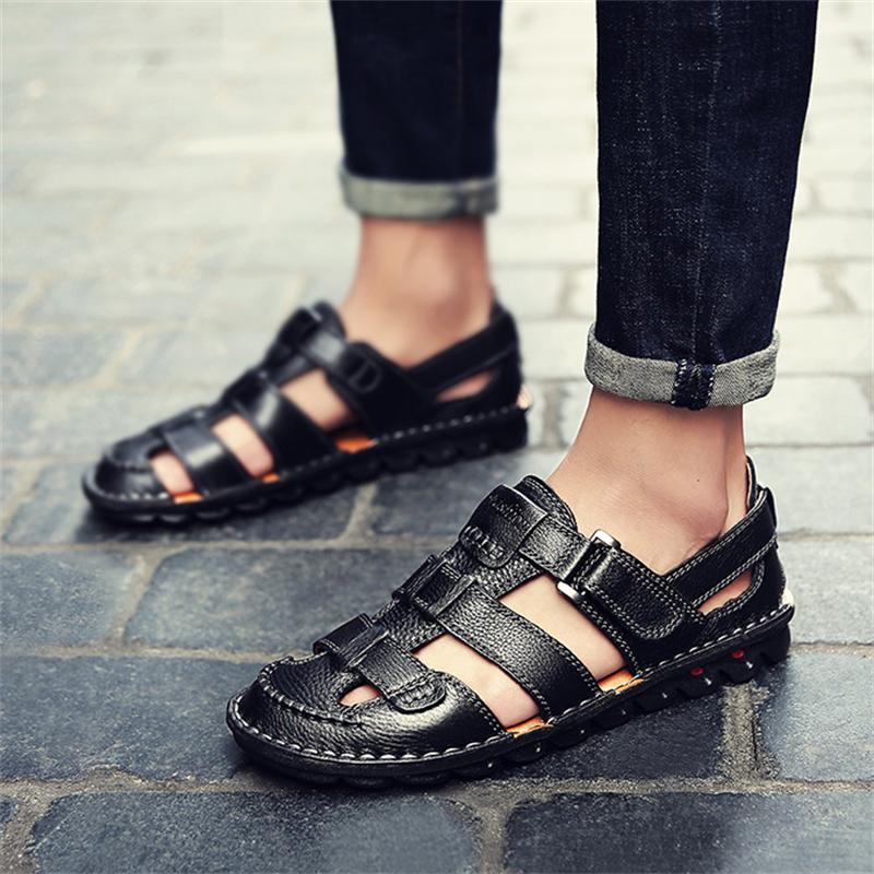 38-48 Summer Genuine Leather Men's Sandals Lightweight Men Shoes Outdoor Comfortable Beach Sandals Fashion Casual Shoes Sneakers