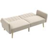 Scandinavian Design 2 Seater Convertible Sofa Reclining Backrest 3 Positions Wooden Legs Linen Look Fabric Beige