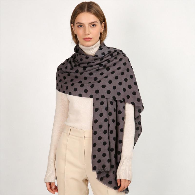 2026 Winter New Medium-Sized Trendy Polka Dot Skin-Friendly Warm Printed Scarf/Shawl