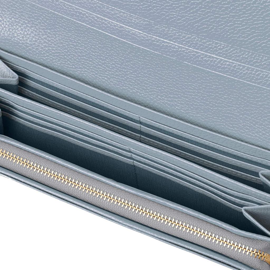 Marie Claire Women's Long Wallet, Large Capacity, Zippered Coin Purse, Genuine Leather, 24 Card Slots, Carrousel, Blue Gray