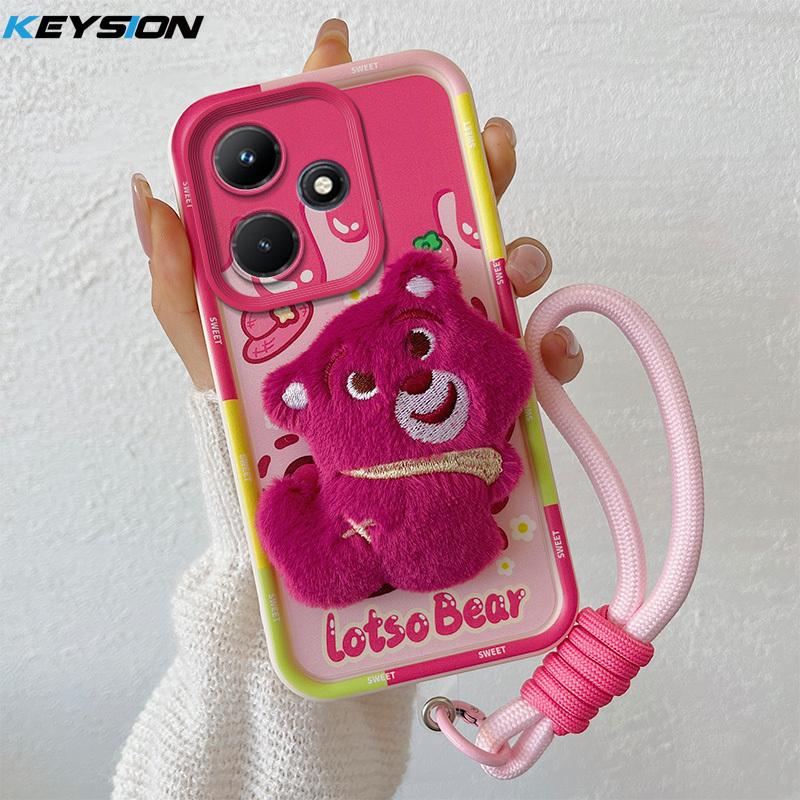

KEYSION Милый 3D Мультяшный Плюшевый Чехол для Infinix Hot 30i со Шнурком Мягкий Силиконовый Ударопрочный Чехол на Заднюю Панель Телефона для Infinix Hot30i for Infinix Hot 30i