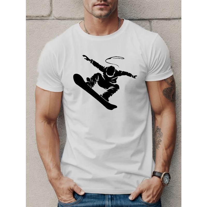 

Cool snowboarding silhouette print T-shirt street sports style slim extreme sports pattern for men and women with the same paragraph. S