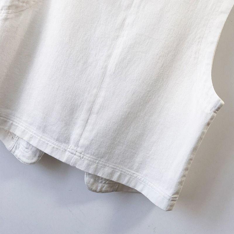 Women's Simple Casual White Denim Sleeveless Vest Jacket for Spring/Summer