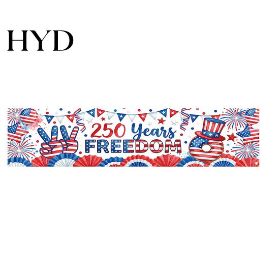 Independence Day Banner 250th Anniversary 6.5x1.5ft 250 Years of Freedom American Patriotic Decoration 1776-2026 Waterproof USA Porch Sign for