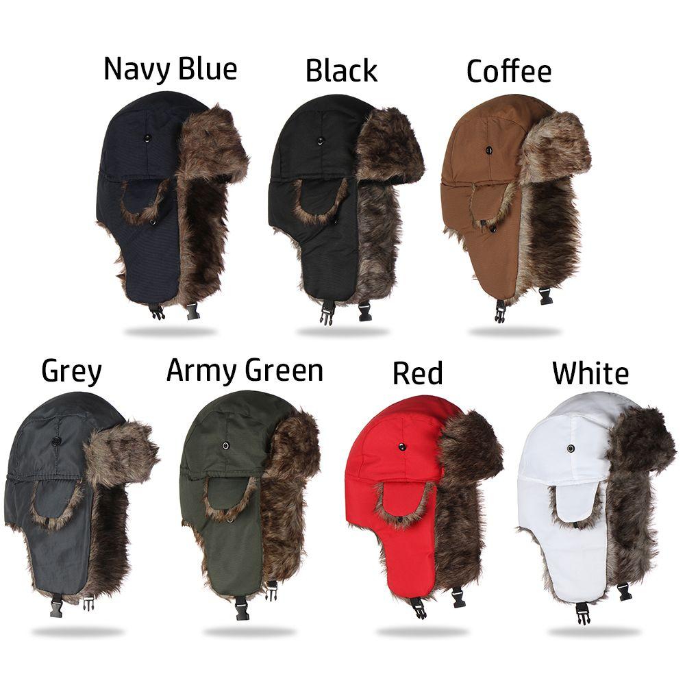 Men Women Fur Earflap Russian Ushanka Winter Hats Winter Cap Ski Hat