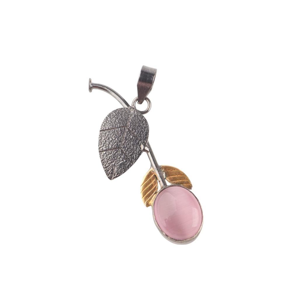 Pink Cat's Eye Pendant 925 Sterling Silver Beautiful Gemstone Jewelry For Gift PP-55-28