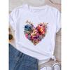 European Size Clothing T Shirt Tee Top Watercolor Trend 90s Flower Women Woman Print Fashion Female Short Sleeve Graphic T-shirts