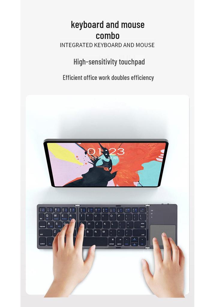 Portable Three-Fold Bluetooth Keyboard B033 for Phones, Tablets, Laptops