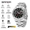 Sanda Men's Waterproof Dual Display Multi-Function Watch with Timer, Snooze, and Night Light.