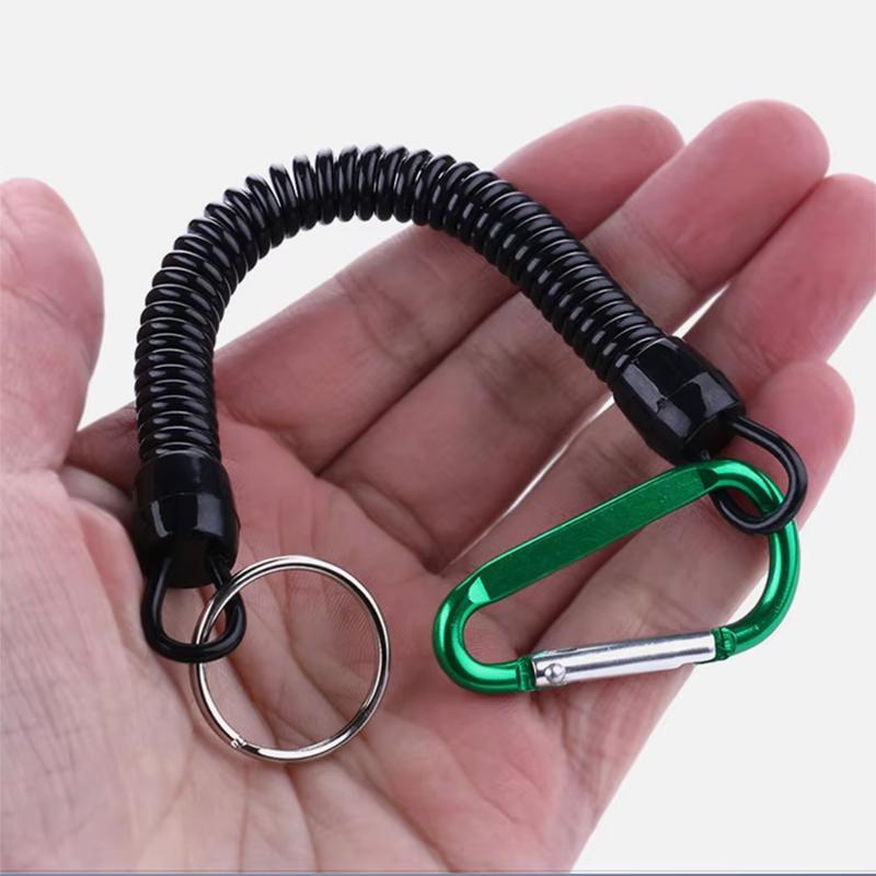 Carabiner Anti Lost Rope Spring Take Up Cord Metal Buckle For Fishing Gear Climbing Fishing Gadgets