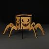 Halloween Lighted Pumpkin Lantern LED Wooden Spider Pumpkin Lamp with Spooky Face for Halloween Party Home Yard Decor
