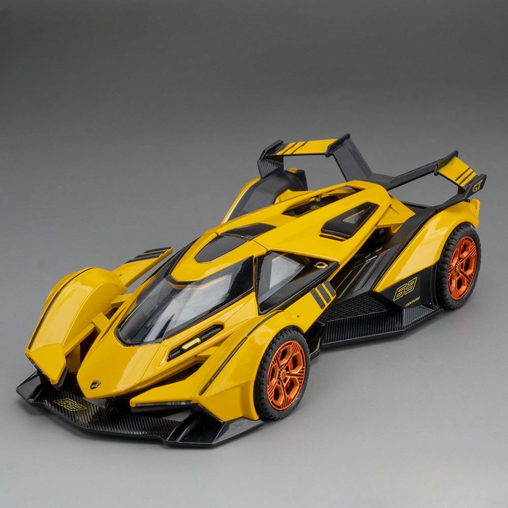 

1:32 Lambor V12 GT Модель Суперкара Игрушка Металлическая Литая Откатная Музыка Свет Миниатюрные Модели Гоночных Автомобилей Украшение Подарки для Мальчиков жёлтый