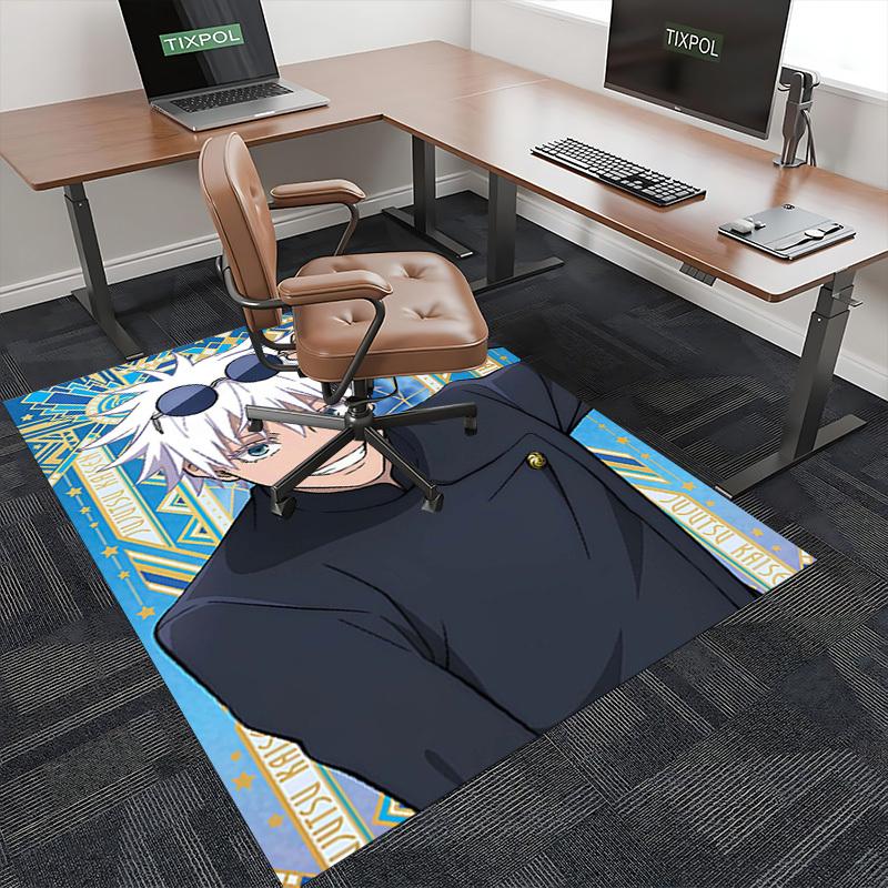 1pc Anime Jujutsu Kaisen Satoru Gojo Chair Mat, Office Desk Rug with Cool Design, Non-Slip Carpet for Home Decor, Suitable for All Seasons, Perfect Gi