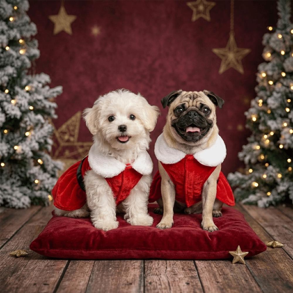 

Soft Plush Fabric Santa Dog Costume Adjustable Fit Holiday Puppy Clothes Winter Daily Wearing M