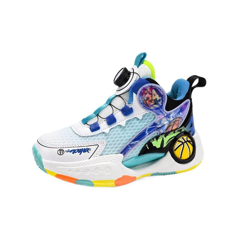 Boys basketball shoes 2025 new mesh breathable children's shoes non-slip running shoes medium and older children's fashion sports shoes