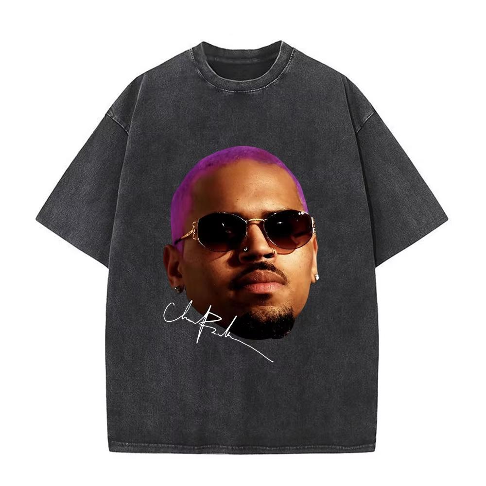 T-shirt Chris Brown Breezy Breezy Bowl XX Tour T-shirt Lavate Vintage Moda Uomo Hip Hop Manica Corta Streetwear