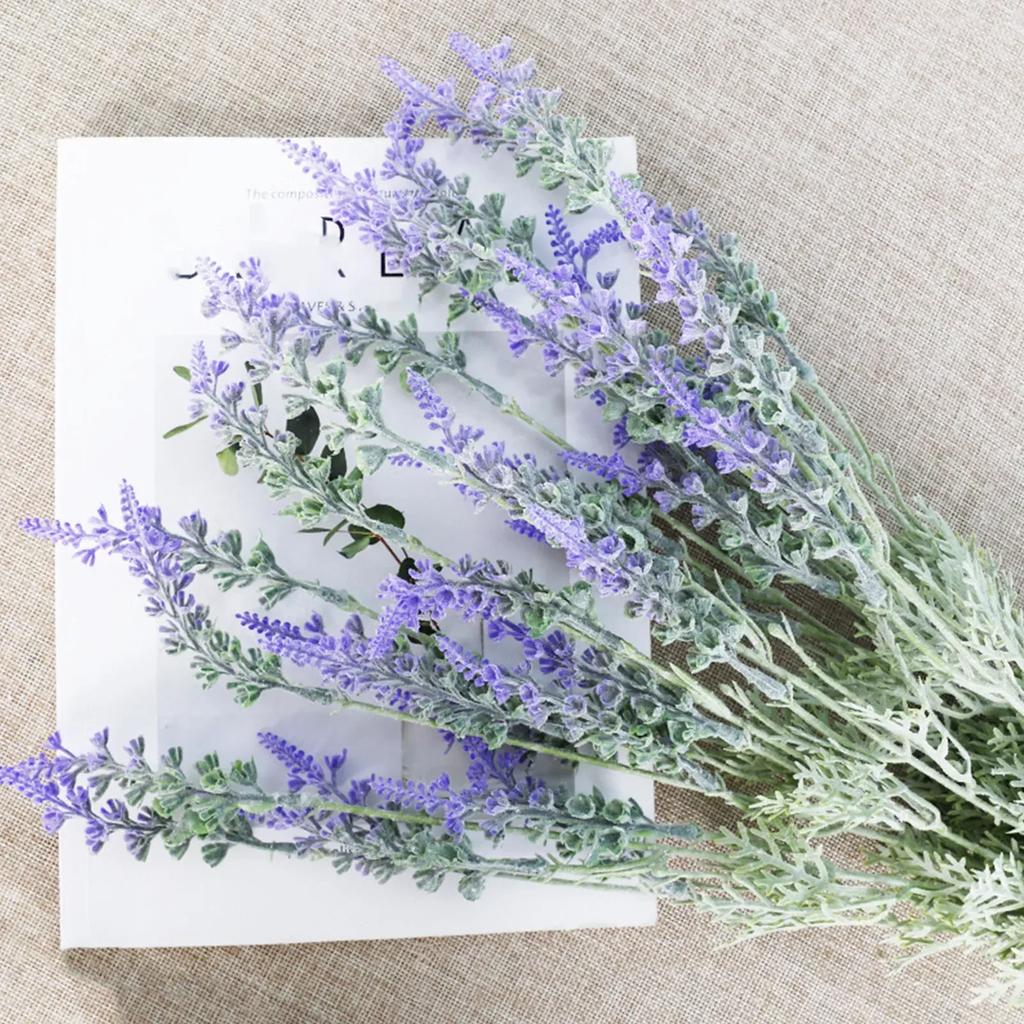12 Branches/5 Branches Simulated Lavender Plastic Pastoral Design Simulated Flower Branch Lavender Flowers Home Wedding Decor