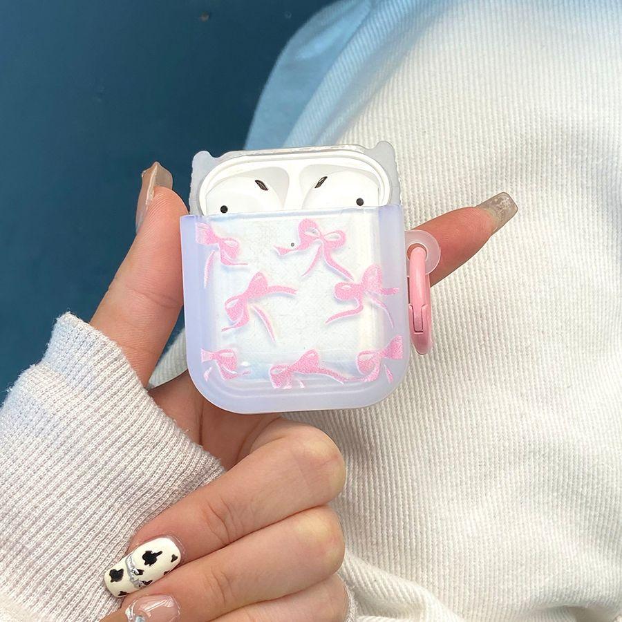 Simple bow transparent earphone protective case Apple Bluetooth earphone case is suitable for 1st generation/1st generation soft case