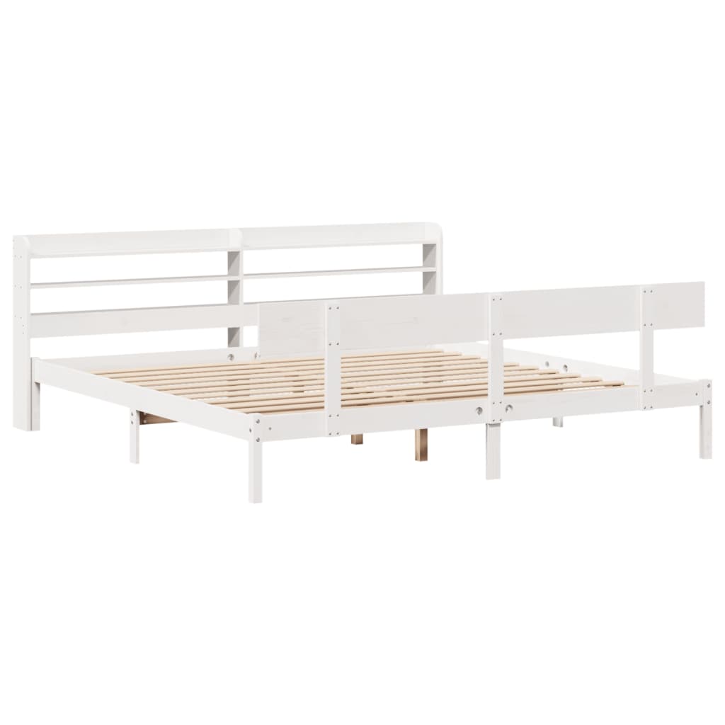 Solid Wood Bed Without Mattress White 180 X 200 Cm Pine Wood