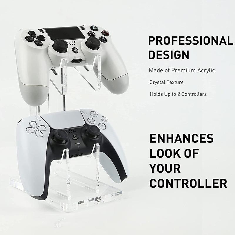 1/2PCS Clear 2 Layer PS5 PS4 Controller Stand With Headphone Holder Game Accessories Organizer Storage Rack For 1/2 Controllers