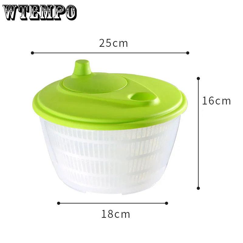 WTEMPO Household Vegetable Dehydrator Semi-automatic Wash Basin Salad Fruit Drain Basket Kitchen Manual Water Thrower