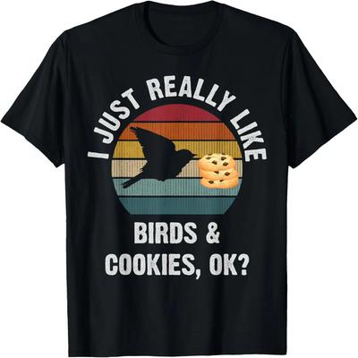 J'aime vraiment les Oiseaux et les Cookies drôle T-Shirt Oiseaux