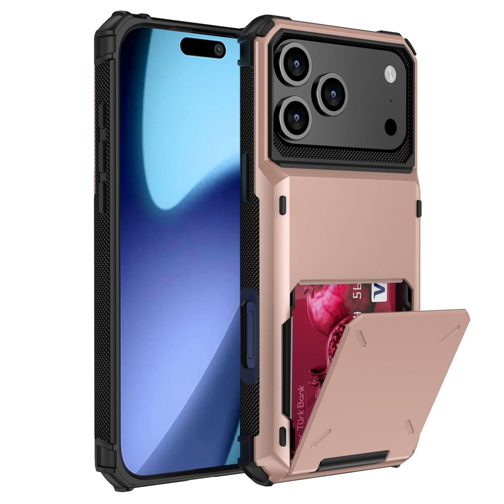 Für iPhone 17 Pro Hülle PC+TPU Doppelschicht Rückseite Handyhülle mit Kartenhalter