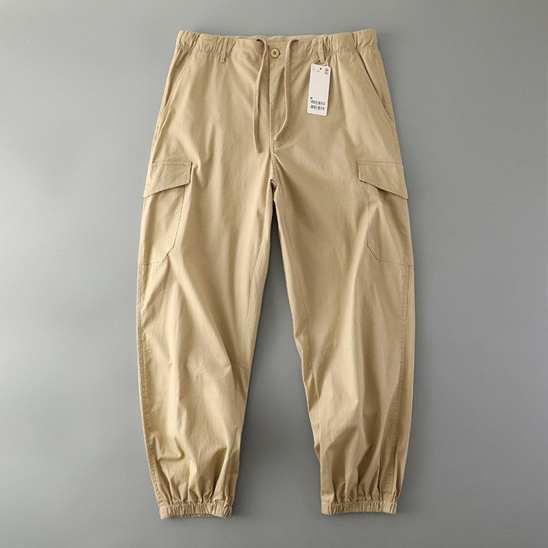 Trendy American Jogger Pants Multi-Pocket Export Cargo Pants Khaki XL