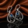 London Blue Topaas Edelsteen 925 Sterling Zilver Handgemaakte Boheemse Oorbellen 1,84" Voor Verjaardagscadeau EE-79-11